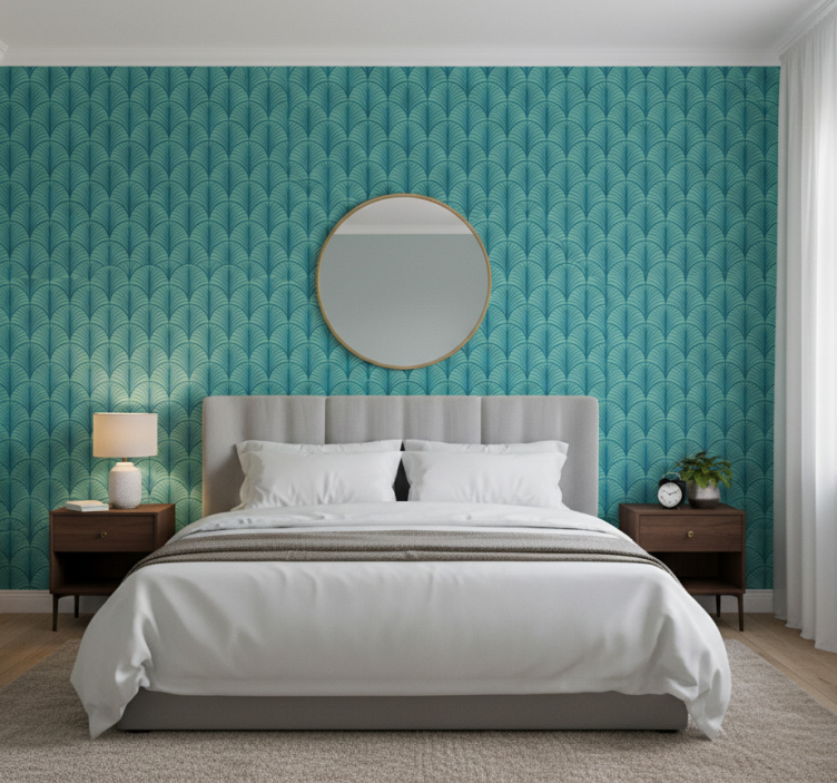 Tapete schlafzimmer grünblau - TenStickers
