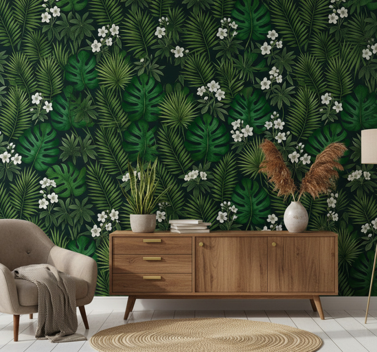 Tapete schlafzimmer grüne exotische natur - TenStickers