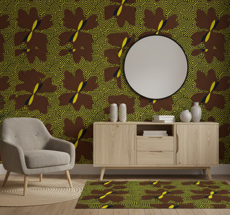 Tapete schlafzimmer im afrikanischen stil braun und gelb - TenStickers