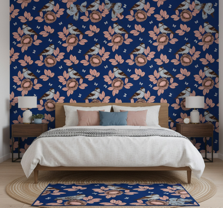 Tapete schlafzimmer im afrikanischen stil mit blauvogelnest - TenStickers