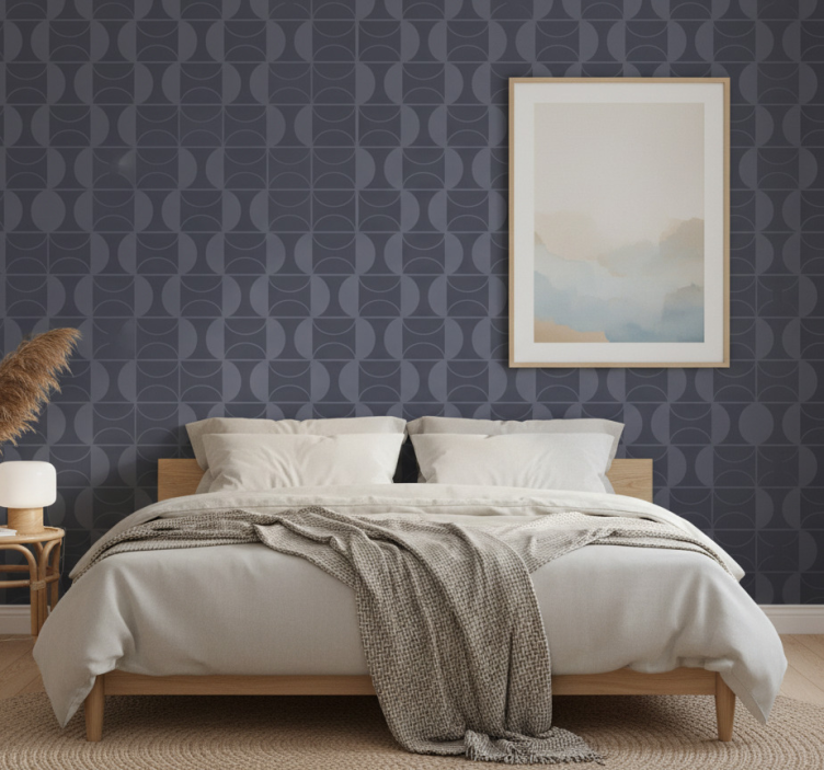 Tapete schlafzimmer im blauen japandi design - TenStickers