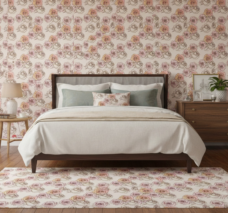Tapete schlafzimmer im englischen rosenmuster - TenStickers