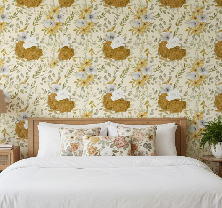 Tapete schlafzimmer im garten grandmillenial stil - TenStickers