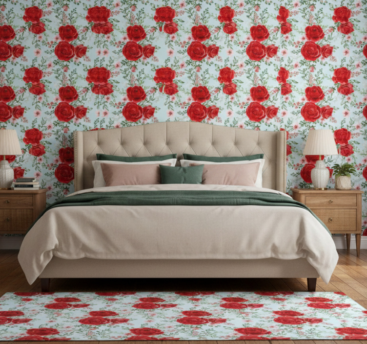 Tapete schlafzimmer im grandmillenial blumenstil - TenStickers