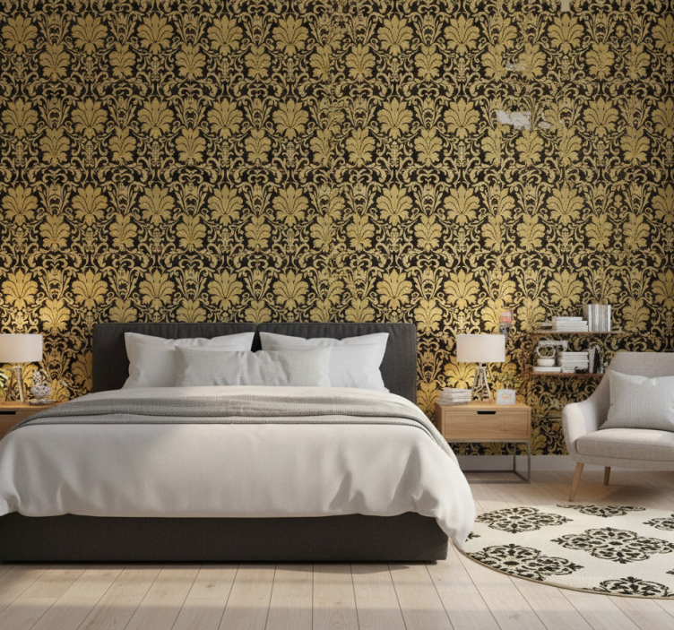 Tapete schlafzimmer im luxuriösen damaststil - TenStickers