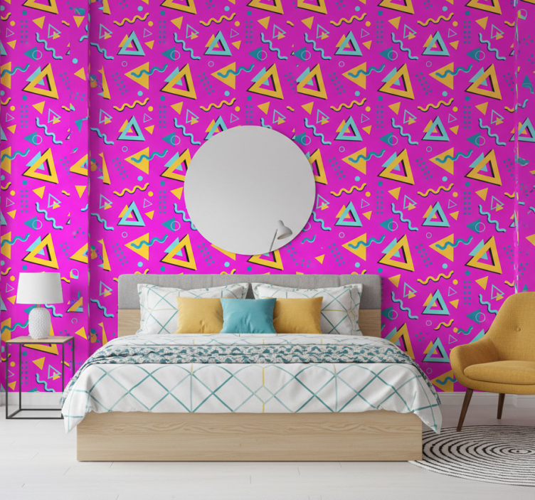 Tapete schlafzimmer im memphis retro 80er jahre stil - TenStickers
