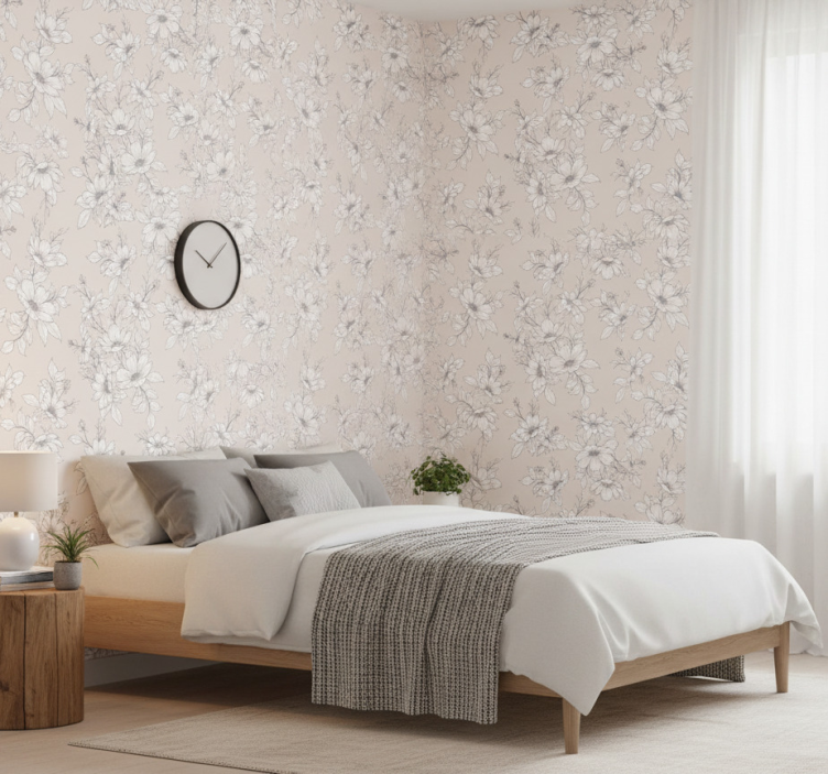 Tapete schlafzimmer im nordischen wilden eleganten muster - TenStickers