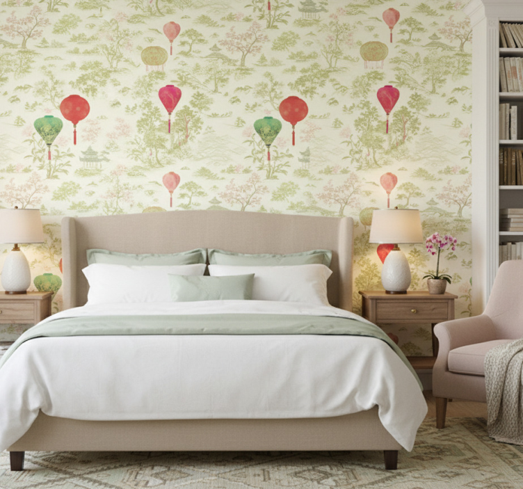 Tapete schlafzimmer im orientalischen chinoiserie stil - TenStickers