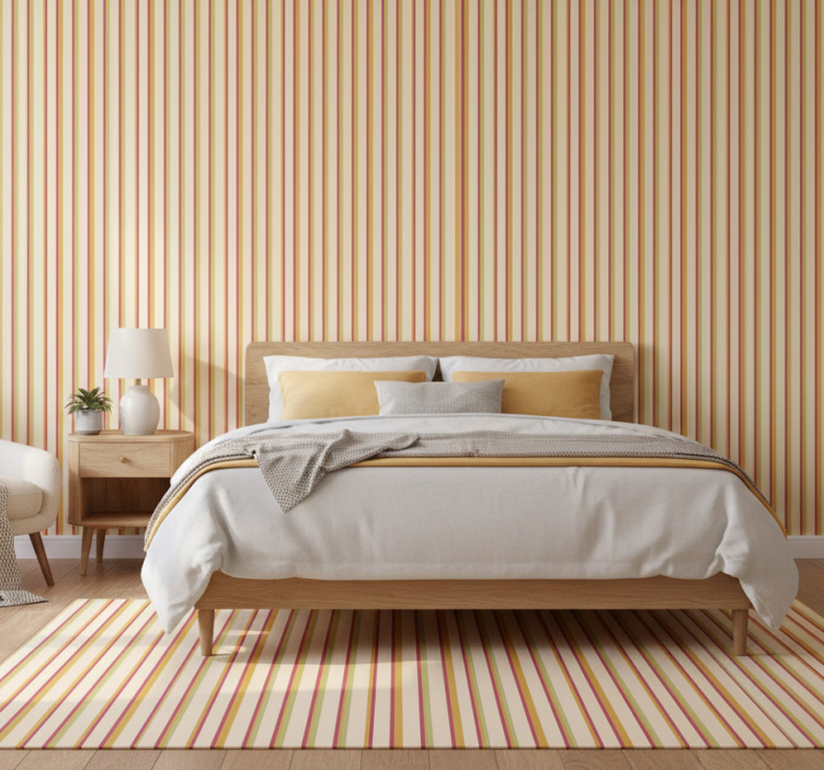 Tapete schlafzimmer im retro pastellgestreiften design - TenStickers