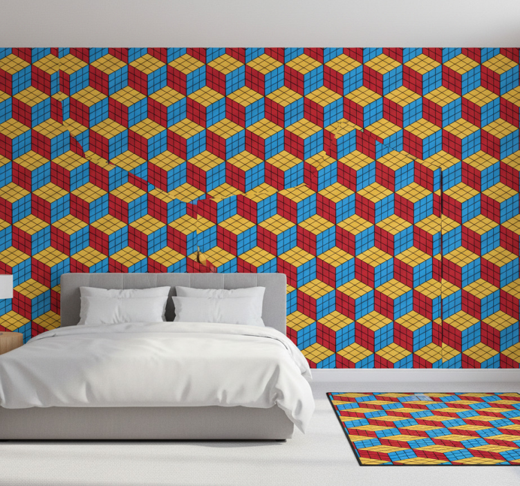 Tapete schlafzimmer im rubik's cube originalmuster - TenStickers