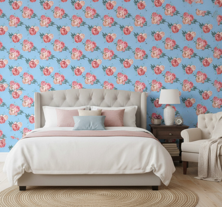 Tapete schlafzimmer im shabby chic mit punkten - TenStickers