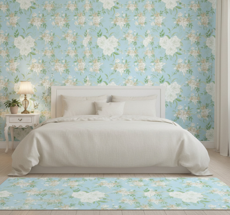 Tapete schlafzimmer im wilden floralen grandmillenial stil - TenStickers