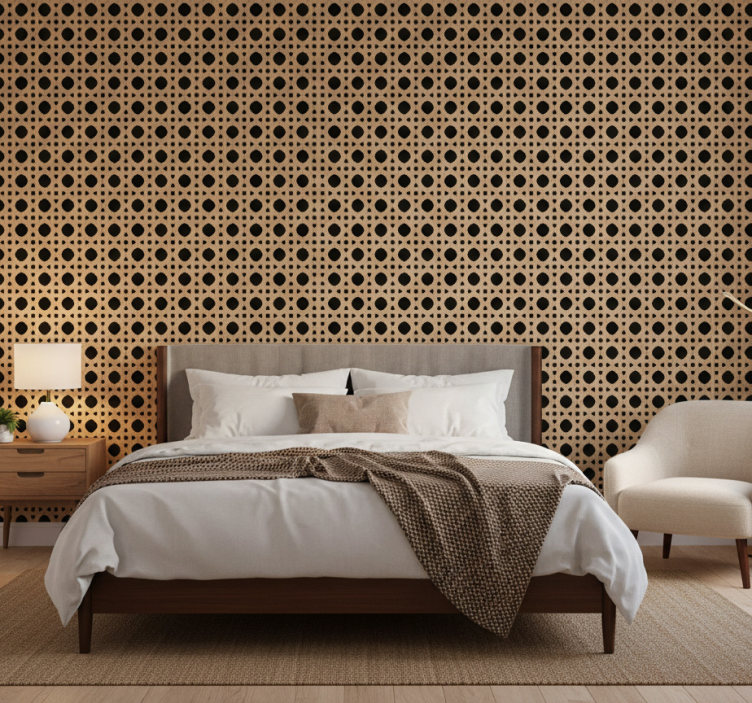 Tapete schlafzimmer in braunem korbgeflecht - TenStickers