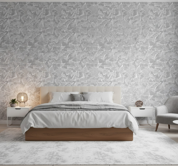 Tapete schlafzimmer in grauen feinen 80er grafiken - TenStickers