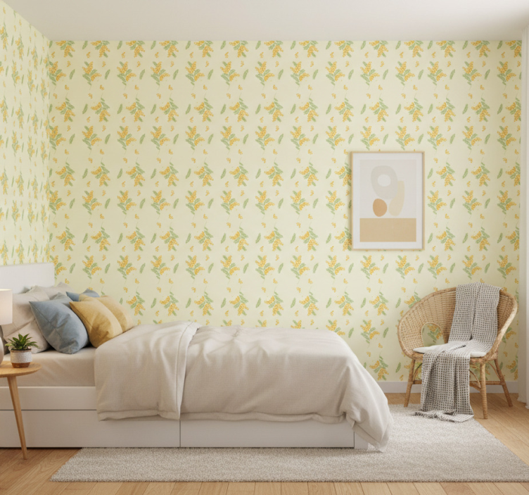 Tapete schlafzimmer mimosa muster hell - TenStickers