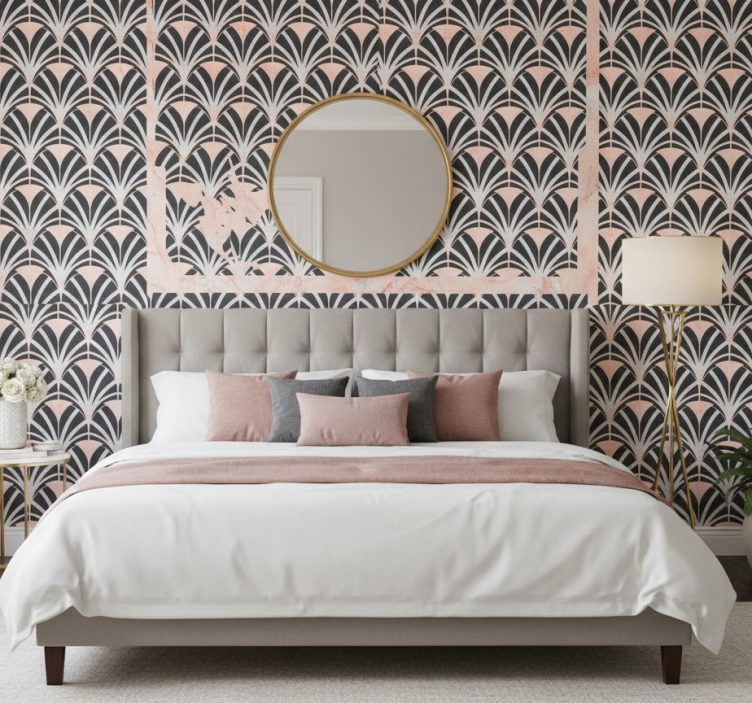 Tapete schlafzimmer mit art deco marmor-effekt - TenStickers