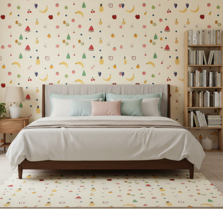 Tapete schlafzimmer mit buntem obstmuster - TenStickers