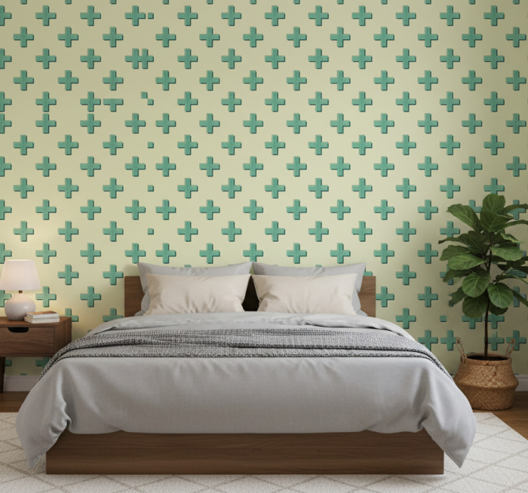 Tapete schlafzimmer mit bunten kreuzen - TenStickers