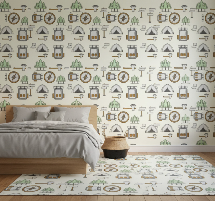 Tapete schlafzimmer mit campingausrüstung set - TenStickers