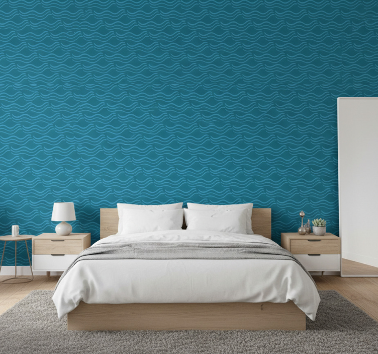 Tapete schlafzimmer mit fließenden aqua-mustern - TenStickers