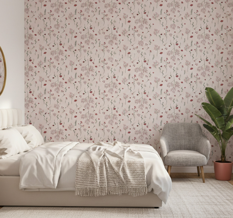 Tapete schlafzimmer mit floralem druckmuster - TenStickers