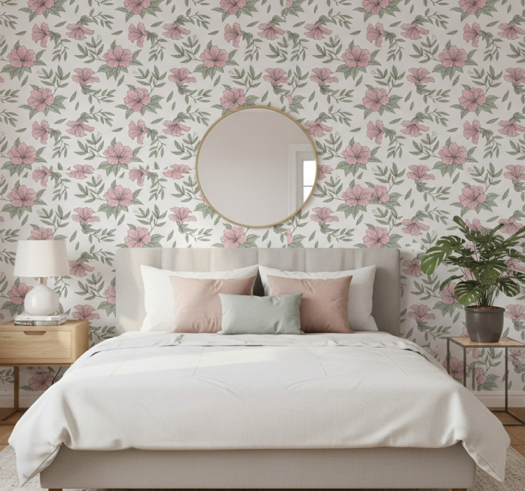 Tapete schlafzimmer mit floralem muster - TenStickers