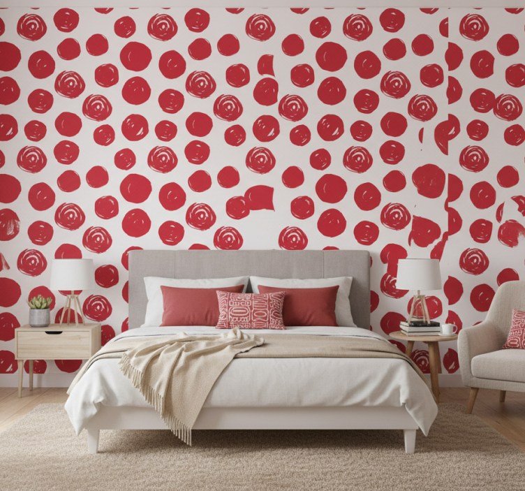 Tapete schlafzimmer mit großem punktmuster - TenStickers