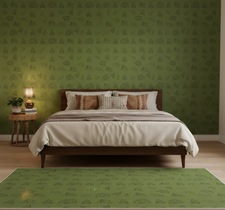 Tapete schlafzimmer mit grünen bergmotiven - TenStickers