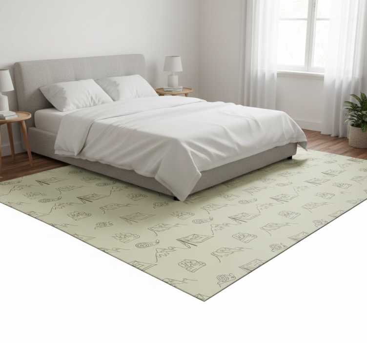 Tapete schlafzimmer mit handgezeichneten campingmotiven - TenStickers