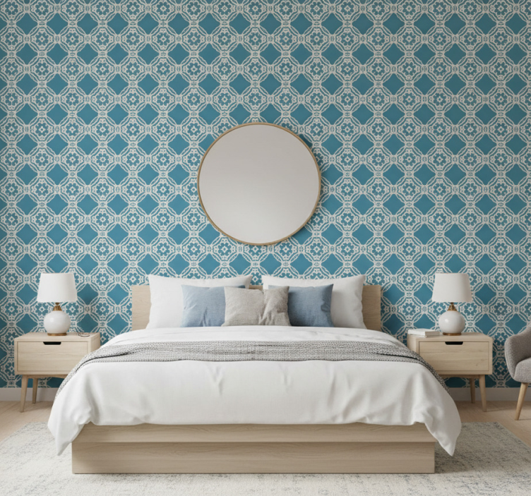Tapete schlafzimmer mit komplexem geometrischen muster - TenStickers