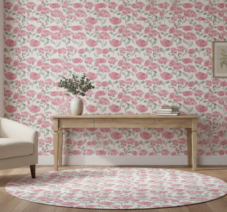 Tapete schlafzimmer mit natürlichem vintage-rosenmuster - TenStickers