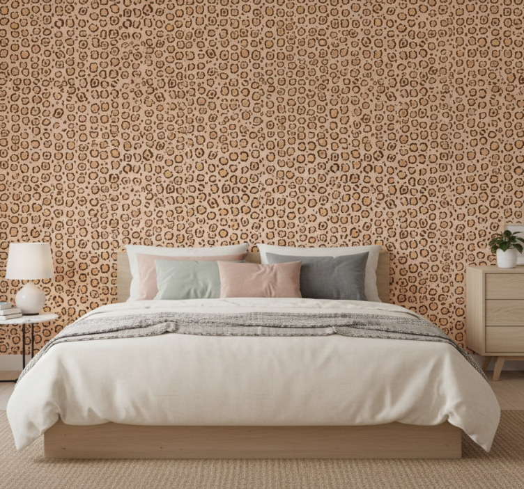 Tapete schlafzimmer mit pastellfarbigem leopardenmuster - TenStickers