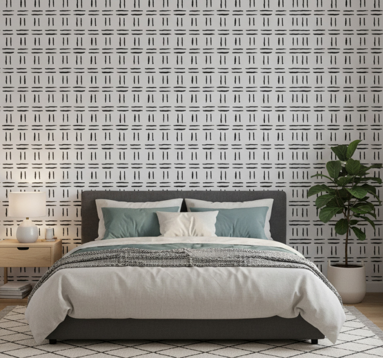 Tapete schlafzimmer mit rasterhintergrund pinselstrichmuster - TenStickers