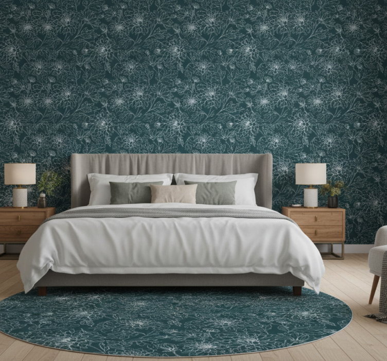 Tapete schlafzimmer mit weißen großmutterblumen - TenStickers