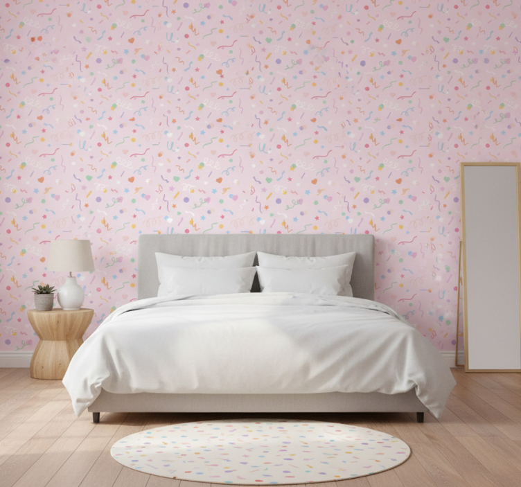 Tapete schlafzimmer muster mit süßem pastellkonfetti - TenStickers