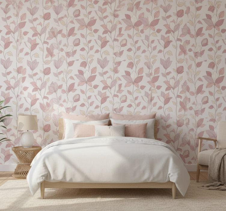 Tapete schlafzimmer pink blumenmuster - TenStickers