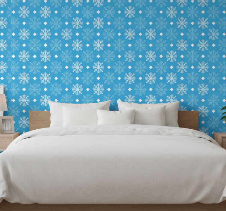 Tapete schlafzimmer schneeflocken in blautönen - TenStickers