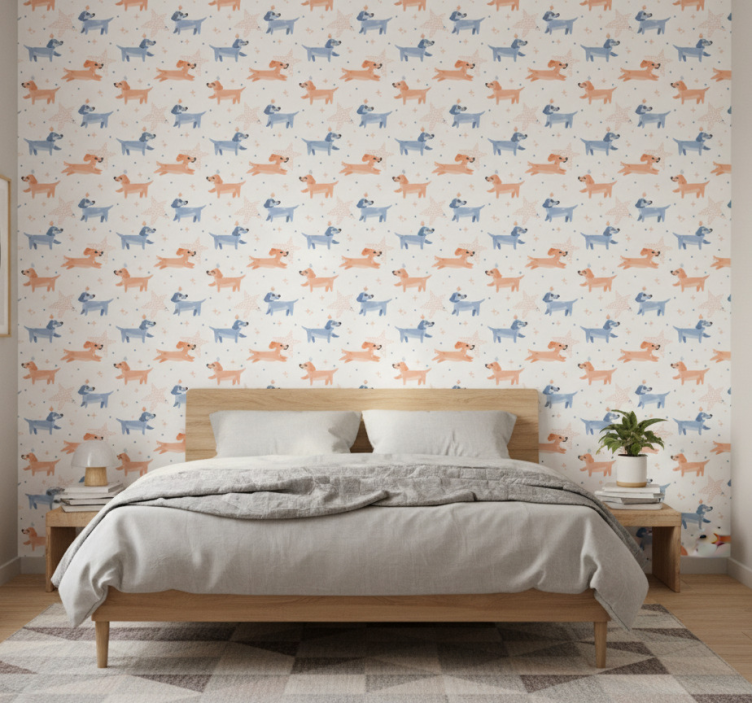 Tapete schlafzimmer süße hunde mit krone - TenStickers