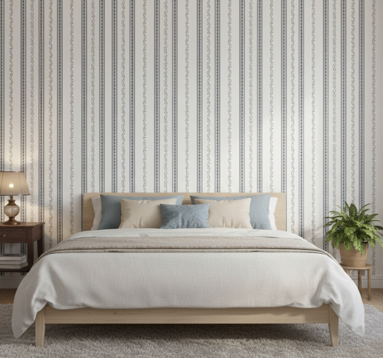 Tapete schlafzimmer vintage blumenstreifen vertikal - TenStickers