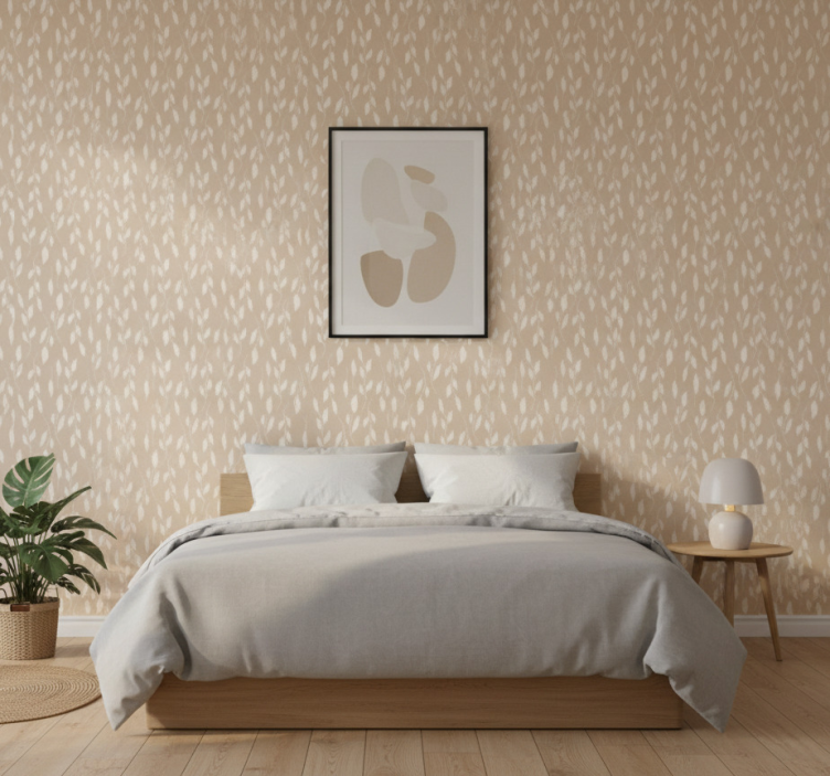 Tapete schlafzimmer weiße blätter auf braun - TenStickers