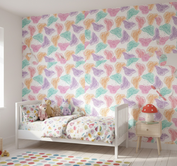 Tapete schmetterling bunte silhouette - TenStickers