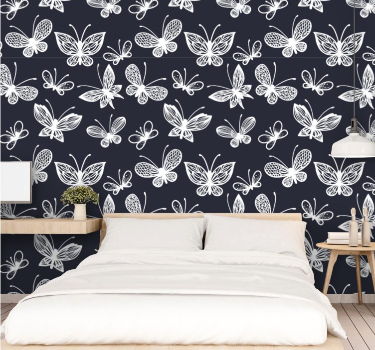 Tapete Schmetterling elegante weiße schmetterlinge - TenStickers