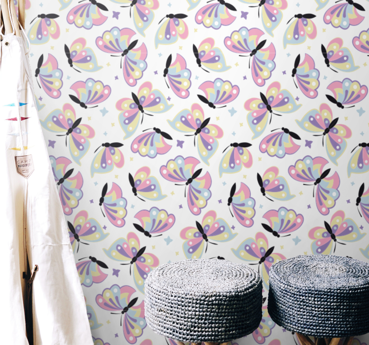 Tapete Schmetterling fliegende bunte flügel - TenStickers