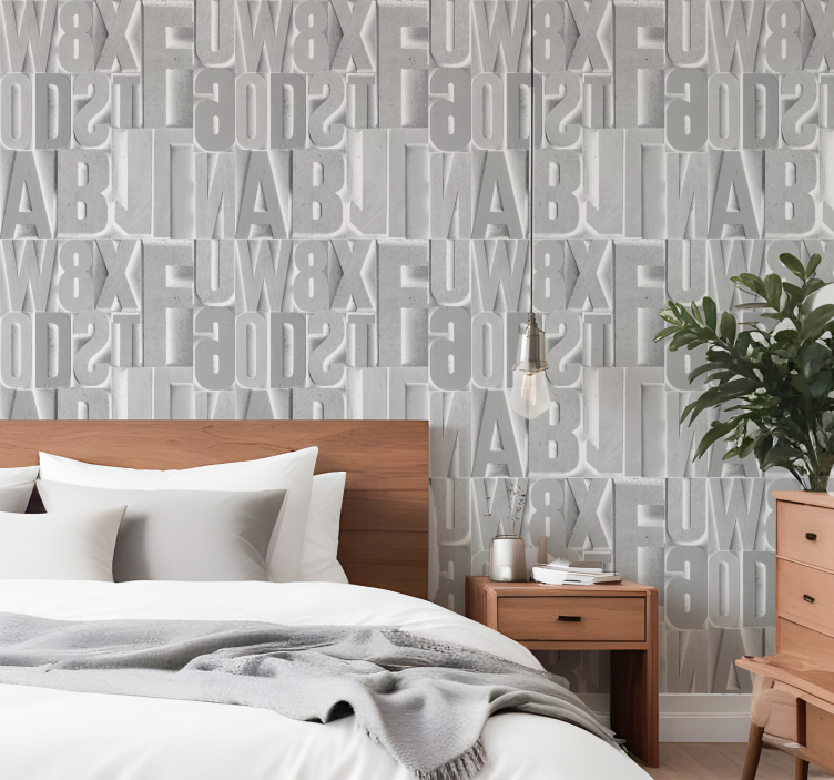 Tapete Schriftzug 3d graue buchstaben - TenStickers