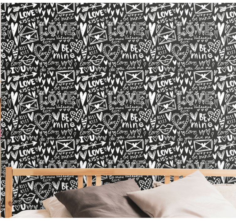 Tapete Schriftzug valentinstag-kritzeleien - TenStickers