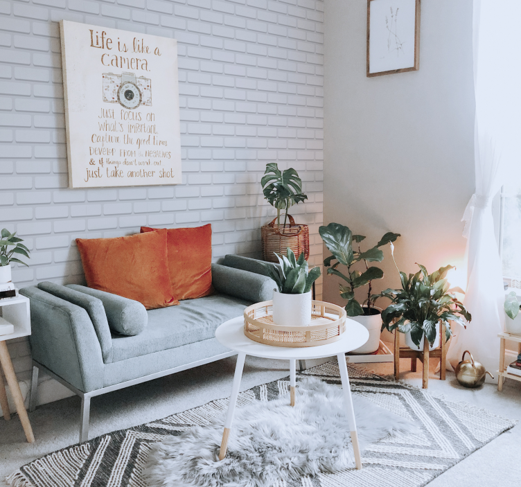 Tapete Wohnzimmer weiße realistische ziegel - TenStickers