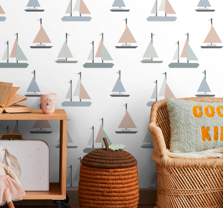 Tapete selbst gestalten muster für segelschiffe - TenStickers