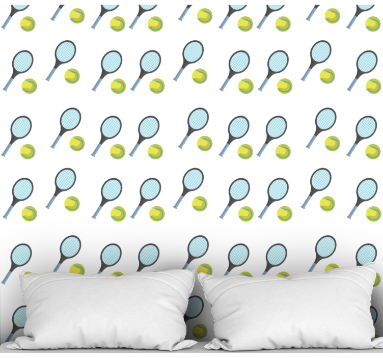 Tapete selbst gestalten tennisschläger und bälle - TenStickers
