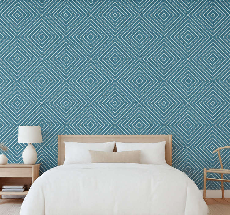 Tapete skandinavisch blaue diamant-linienmuster - TenStickers