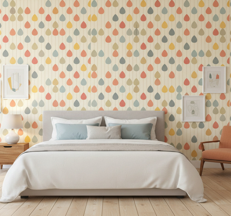 Tapete skandinavisch bunte fallende regentropfen - TenStickers